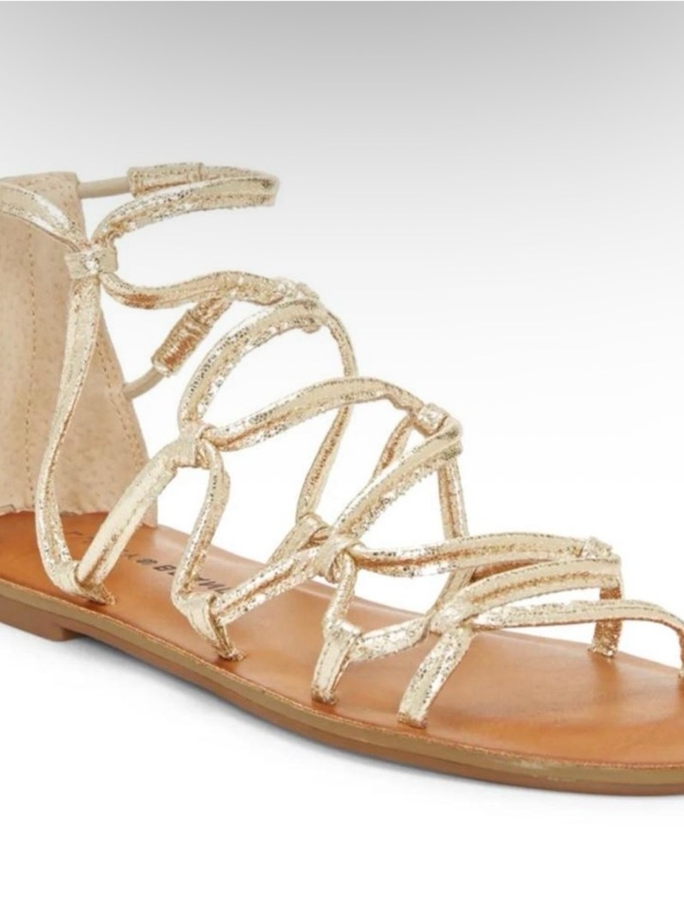 Lucky Brand Anisha Synthetic Metallic Gold Gladiator Flat Sandals SZ12M